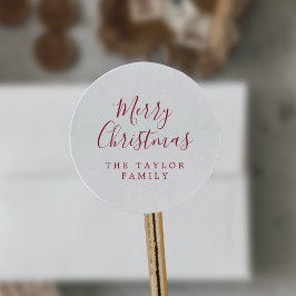 Minimalist Red God jul Helgdag Gift Runt Klistermärke