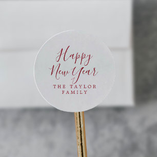 Minimalist Red Gott nytt år Helgdag Gift Runt Klistermärke