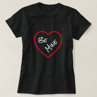 Minimalist Red Heart Be Mine Valentine's Day Black T Shirt