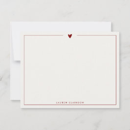 Minimalist Red Heart Stationery Note Card Inbjudningar