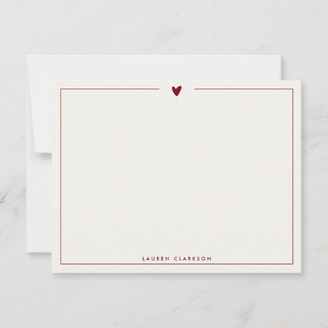 Minimalist Red Heart Stationery Note Card Inbjudningar (Framsida)