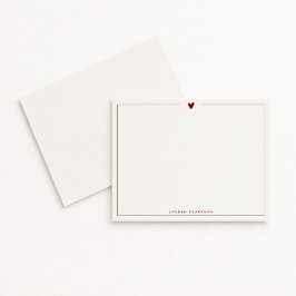 Minimalist Red Heart Stationery Note Card Inbjudningar