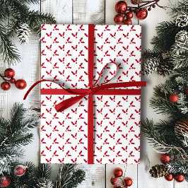 Minimalist Red Holly Berry på vit jul Presentpapper