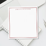 Minimalist Red Monogram Two Border Anteckningsblock<br><div class="desc">Create your own personalized notepads with red elegant chic typography monogram name and two border line design.</div>