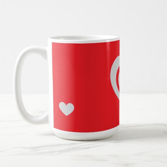 Minimalist Red Mug with Heart Pattern Kaffemugg (Vänster)