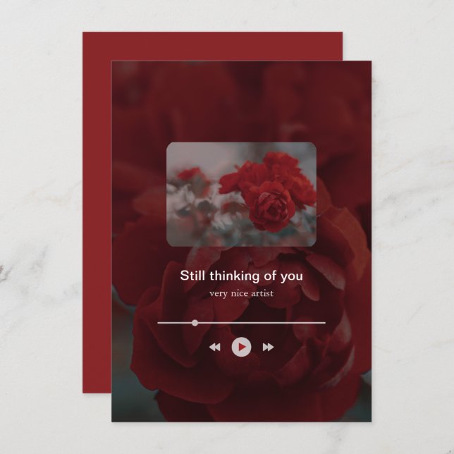 Minimalist Red Music Player Valentine's Day Julkort (Fram/baksida)