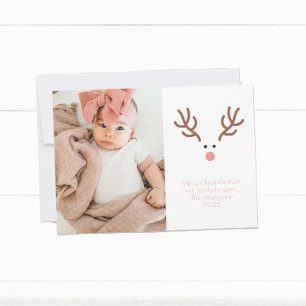 Minimalist Red Nose Reindeer Julkort