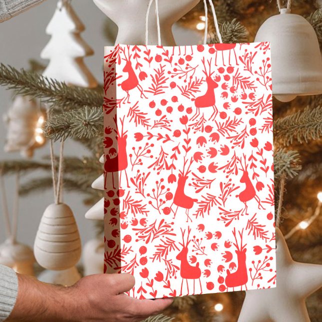 Minimalist Red Reindeer, Foliage Christmas Pattern (Skapare uppladdad)