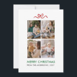 Minimalist Red Ribbon 4 Photo Merry Christmas Julkort<br><div class="desc">Celebrate the holiday season with this clean and modern four-photo grid Christmas card featuring a delicate red ribbon accent. The minimalist layout and elegant typography allow your family’s most precious moments to take center stage for a timeless holiday keepsake.</div>