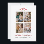 Minimalist Red Ribbon 4 Photo Merry Christmas Julkort<br><div class="desc">Celebrate the holiday season with this clean and modern four-photo grid Christmas card featuring a delicate red ribbon accent. The minimalist layout and elegant typography allow your family’s most precious moments to take center stage for a timeless holiday keepsake.</div>