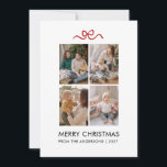 Minimalist Red Ribbon 4 Photo Merry Christmas Julkort<br><div class="desc">Celebrate the holiday season with this clean and modern four-photo grid Christmas card featuring a delicate red ribbon accent. The minimalist layout and elegant typography allow your family’s most precious moments to take center stage for a timeless holiday keepsake.</div>