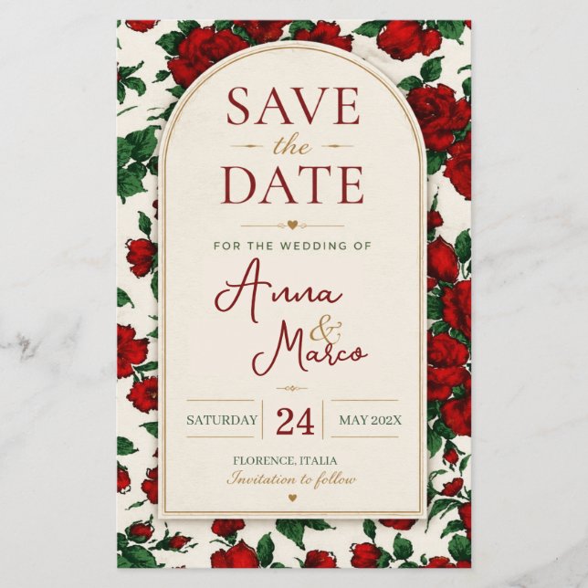 Minimalist Red Rose Elegant Floral Classic Rose Flygblad (Framsidan)