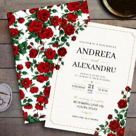 Minimalist Red Rose Elegant Floral Classic Rose Inbjudningar