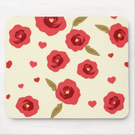 Minimalist Red Roses Mouse Pad Musmatta