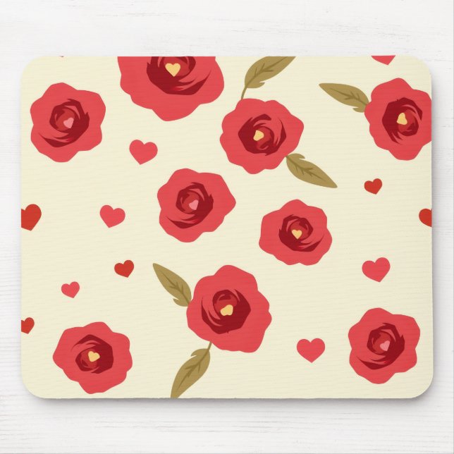 Minimalist Red Roses Mouse Pad Musmatta (Framsidan)