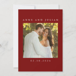 Minimalist Red Wedding Invitation with a photo Inbjudningar