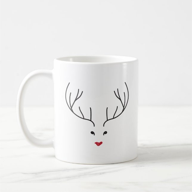 minimalist reindeer face kaffemugg (Vänster)