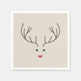 minimalist reindeer face pappersservett