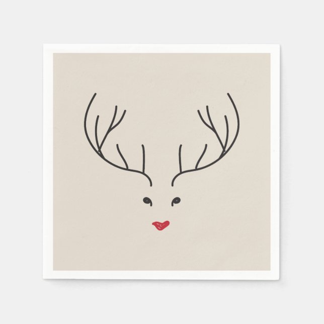 minimalist reindeer face pappersservett (Framsidan)
