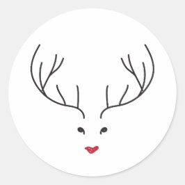 minimalist reindeer face runt klistermärke