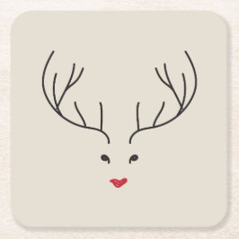 minimalist reindeer face underlägg papper kvadrat