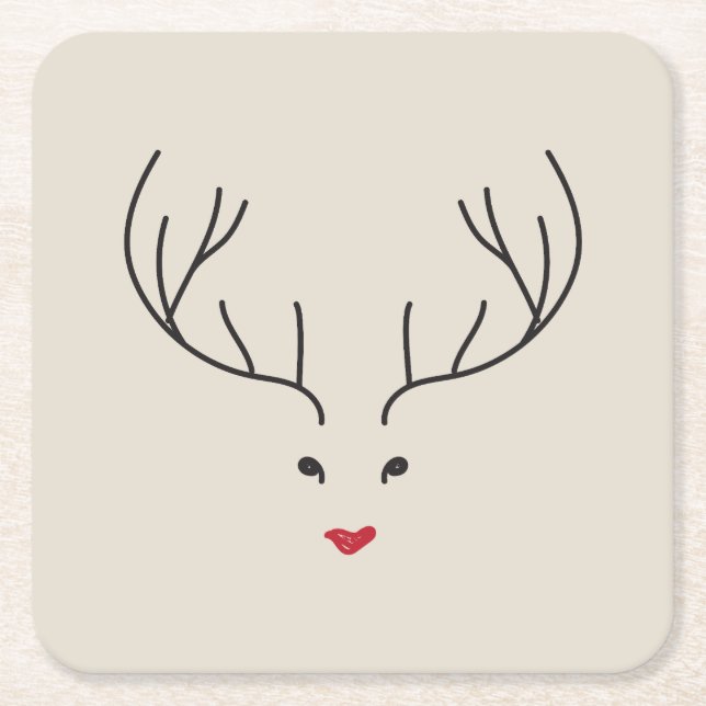 minimalist reindeer face underlägg papper kvadrat (Framsidan)