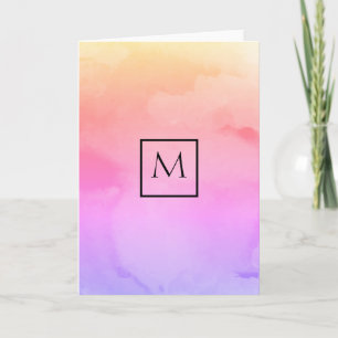 Minimalist rektangelMonogram för vattenfärg Anteckningskort