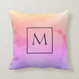 Minimalist rektangelMonogram för vattenfärg Kudde