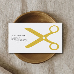 Minimalist rent vitguld Scissor hairstylisten Visitkort