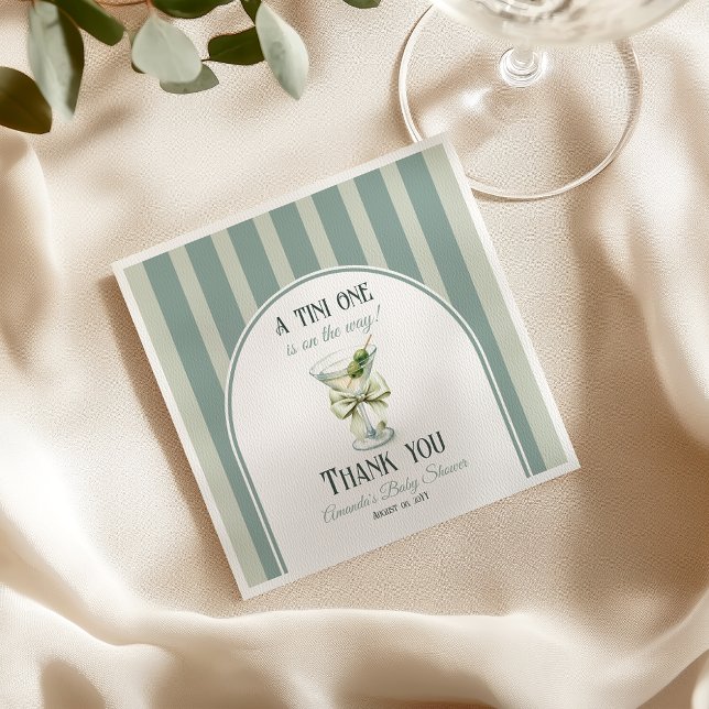 Minimalist Retro Bow Tini One Martini Baby Shower Pappersservett (Skapare uppladdad)