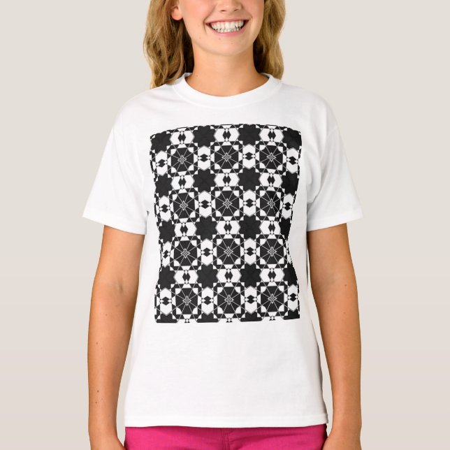 Minimalist retro check pattern – Monochrome design T Shirt (Framsida)