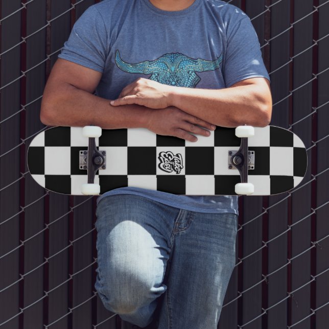 Minimalist Retro Checkered – Monochrome Streetwear Mini Skateboard Bräda 18,5 Cm (Utomhus 3)