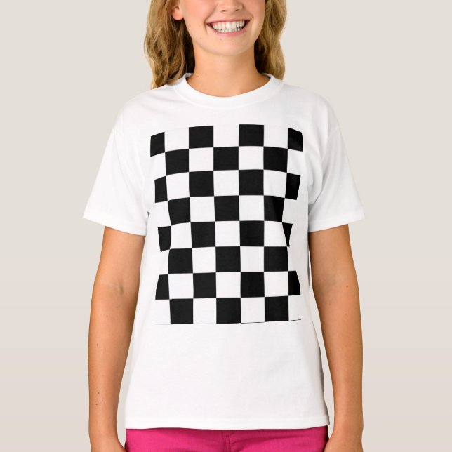 Minimalist Retro Checkered – Monochrome Streetwear T Shirt (Framsida)