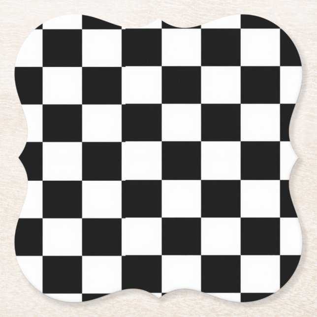 Minimalist Retro Checkered – Monochrome Streetwear Underlägg Papper (Framsida)