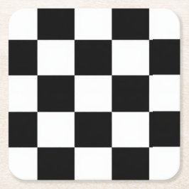 Minimalist Retro Checkered – Monochrome Streetwear Underlägg Papper Kvadrat