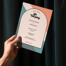 Minimalist Retro Orange Geometric The Wedding Of