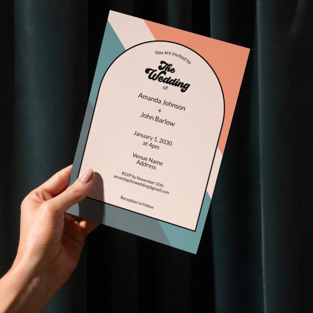 Minimalist Retro Orange Geometric The Wedding Of Inbjudningar (Skapare uppladdad)