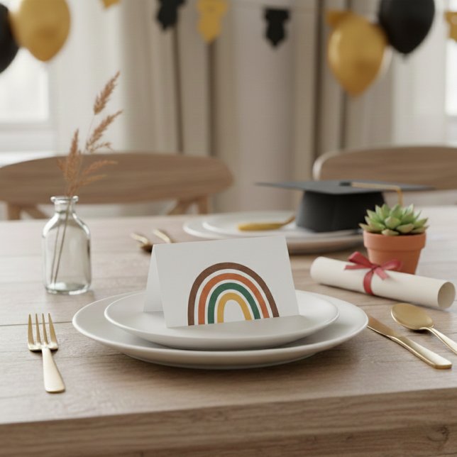 Minimalist Retro Rainbow Folded Table Place Card Kort (Skapare uppladdad)