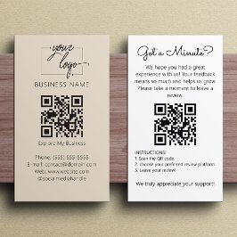 Minimalist Review Request with QR Code Chic Creamy Visitkort