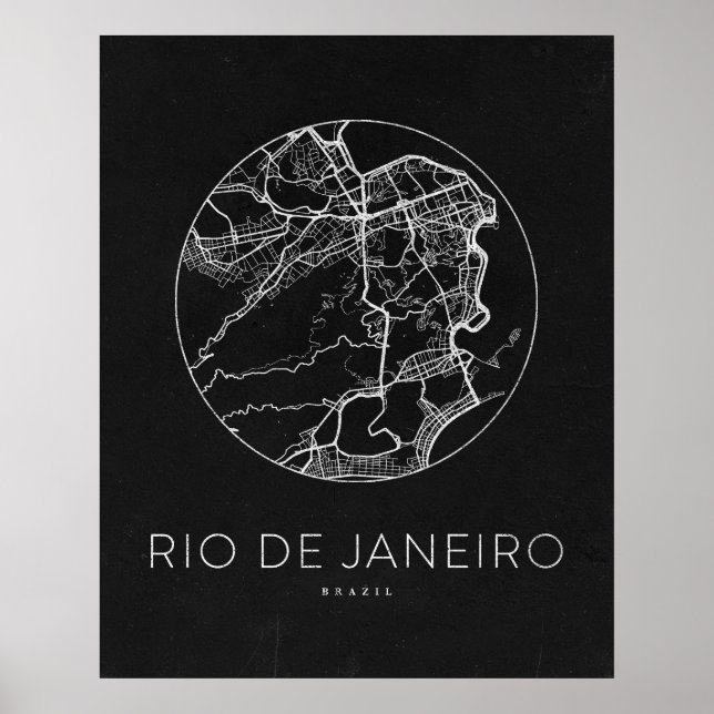 Minimalist Rio De Janeiro City Karta Poster (Framsidan)
