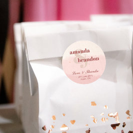 Minimalist Röda och Blommiga Tjocka Bröllopsetiket Runt Klistermärke