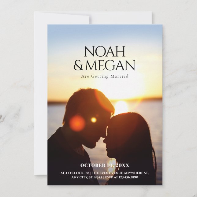 Minimalist romance photo wedding inbjudningar (Framsida)
