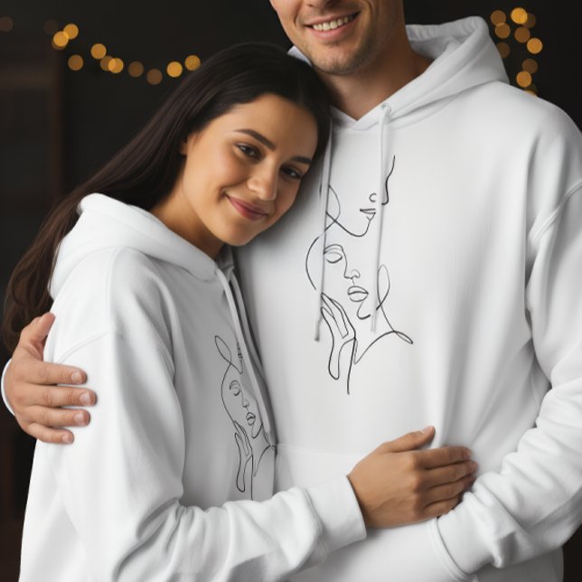 Minimalist Romantic Line Art Couple Hoodie (Skapare uppladdad)