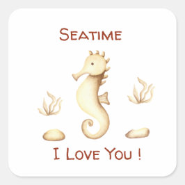 Minimalist Romantic Seatime-sommaren Fyrkantigt Klistermärke
