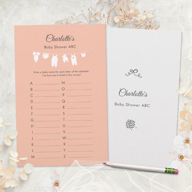 Minimalist Rosa Baby Shower ABC Lek för Flickor (Minimalist Blush Pink Baby Girl Shower ABC Game ©Susanne Sachers - Sunny Mind 🌞)