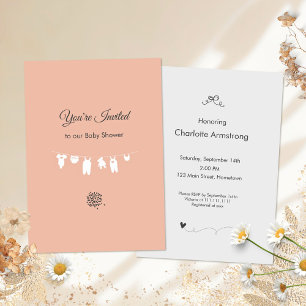 Minimalist Rosa Bebis Shower Inbjudningar