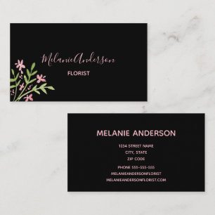 MINIMALIST ROSA BLOMMIGT BOUQUET SCRIPT VISITKORT