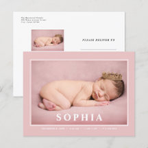 Minimalist Rosa Förlossningskungörelse för Babyfli