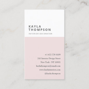 Minimalist rosa vitcolorblockblommönster visitkort