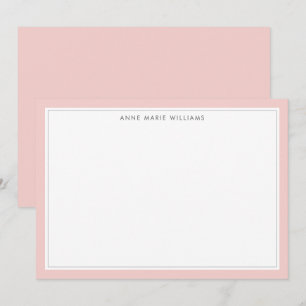 Minimalist rosabruten två border namnkort anteckningskort